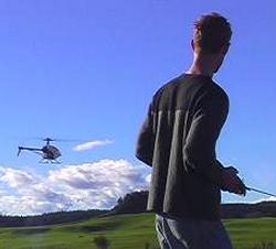 Darren flying a heli